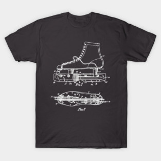 Ice Skate Patent - Technical Blueprint T-Shirt