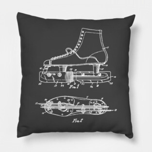 Ice Skate Patent - Technical Blueprint Pillow