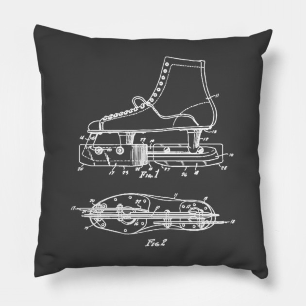 Ice Skate Patent - Technical Blueprint Pillow by TuncGK
