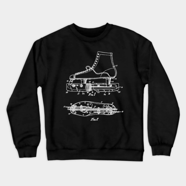Ice Skate Patent - Technical Blueprint Crewneck Sweatshirt by TuncGK