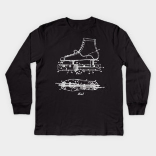 Ice Skate Patent - Technical Blueprint Kids Long Sleeve T-Shirt