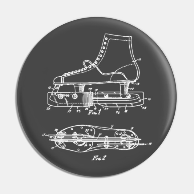Ice Skate Patent - Technical Blueprint Pin by TuncGK