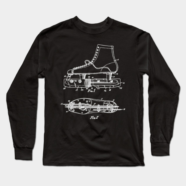 Ice Skate Patent - Technical Blueprint Long Sleeve T-Shirt by TuncGK