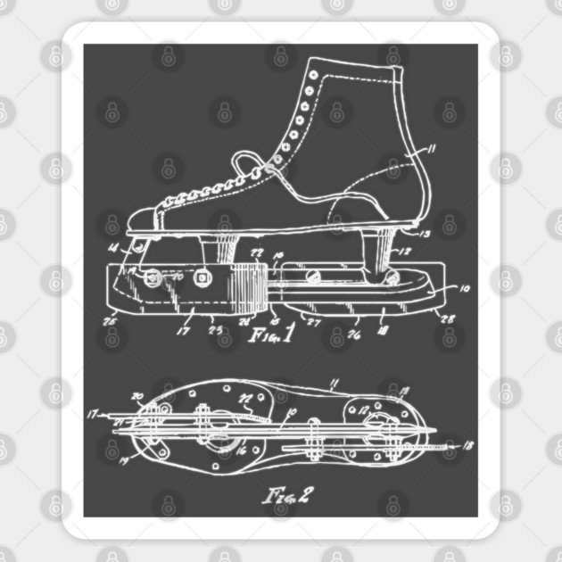 Ice Skate Patent - Technical Blueprint Sticker by TuncGK