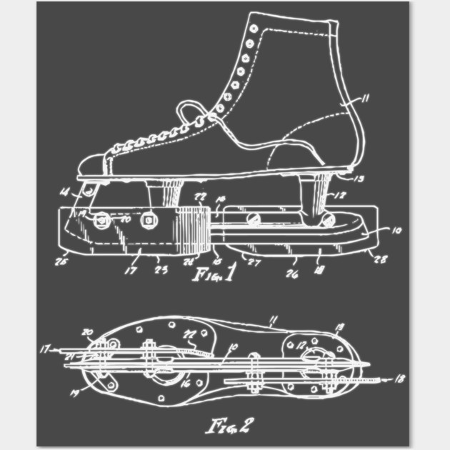 Ice Skate Patent - Technical Blueprint Wall Art by TuncGK
