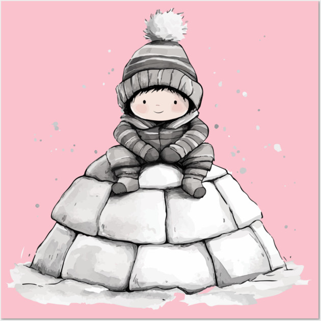 Eskimo Baby Enjoying Her Igloo Wall Art by TuncGK