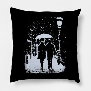Lovers' Winter - Cityscape Streets Pillow