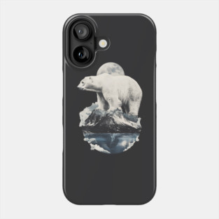 Polar Collage - Bear on Iceberg with Full Moon Phone Case