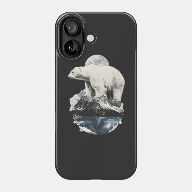 Polar Collage - Bear on Iceberg with Full Moon Phone Case by TuncGK