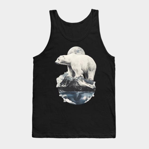 Polar Collage - Bear on Iceberg with Full Moon Tank Top by TuncGK