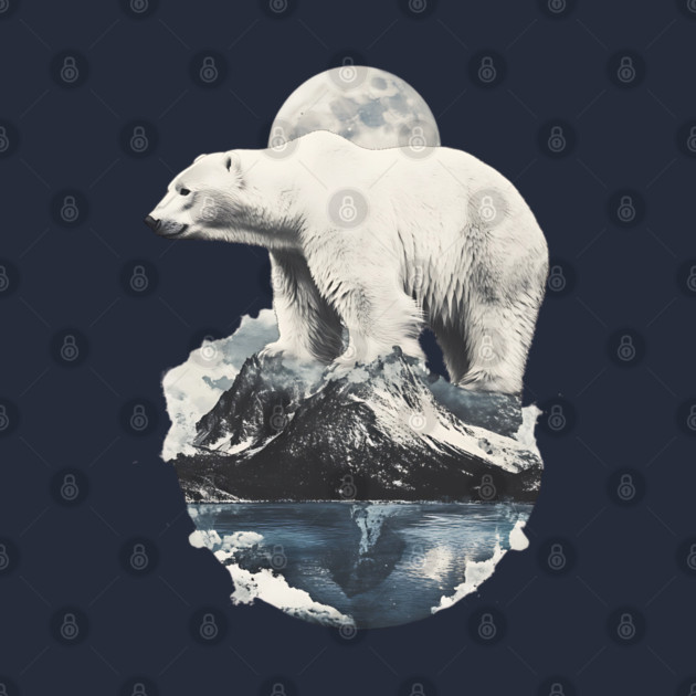 Polar Collage - Bear on Iceberg with Full Moon by TuncGK