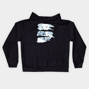 Polar Fox Walking with her Cubs Kids Hoodie