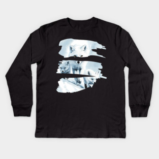 Polar Fox Walking with her Cubs Kids Long Sleeve T-Shirt