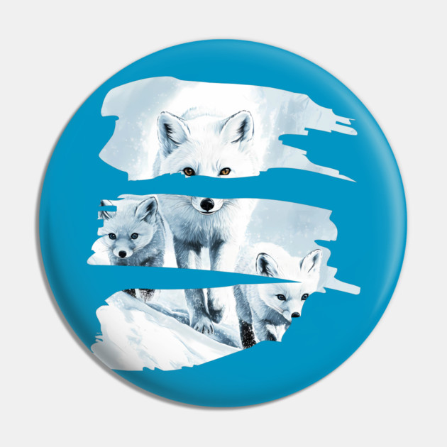 Polar Fox Walking with her Cubs Pin by TuncGK
