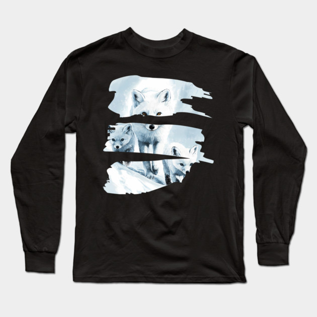 Polar Fox Walking with her Cubs Long Sleeve T-Shirt by TuncGK