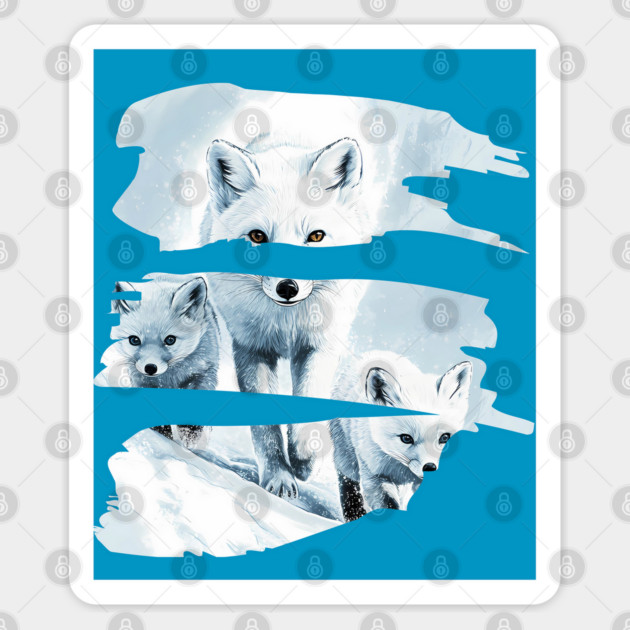 Polar Fox Walking with her Cubs Sticker by TuncGK