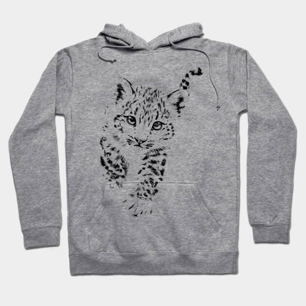Baby Snow Leopard - Cute Wildlife Hoodie by TuncGK