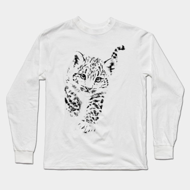 Baby Snow Leopard - Cute Wildlife Long Sleeve T-Shirt by TuncGK