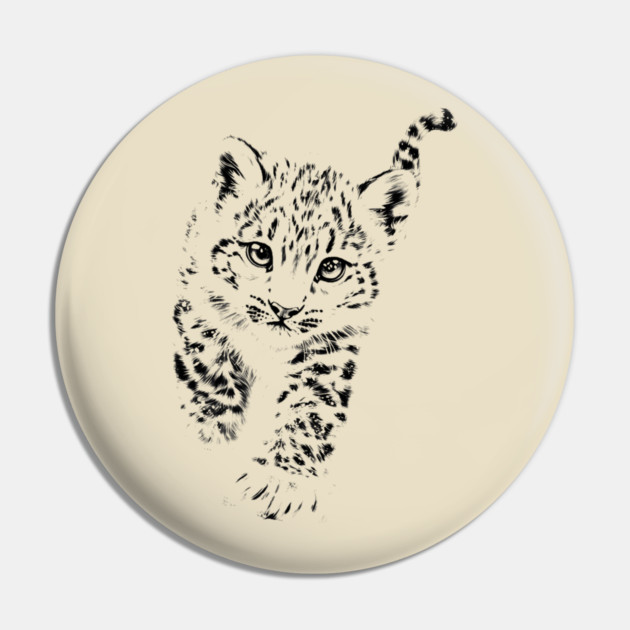 Baby Snow Leopard - Cute Wildlife Pin by TuncGK