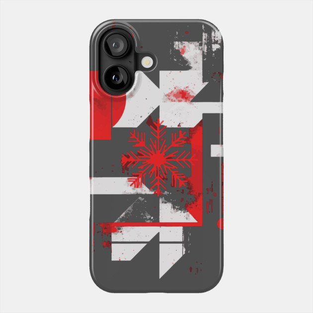 Winter Grunge - Abstract Geometric Snowflake Phone Case by TuncGK