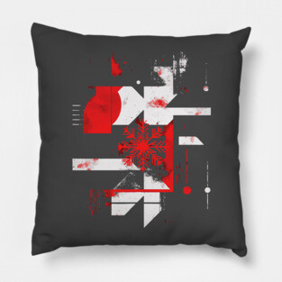Winter Grunge - Abstract Geometric Snowflake Pillow
