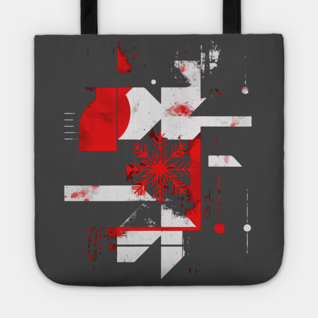 Winter Grunge - Abstract Geometric Snowflake Tote by TuncGK