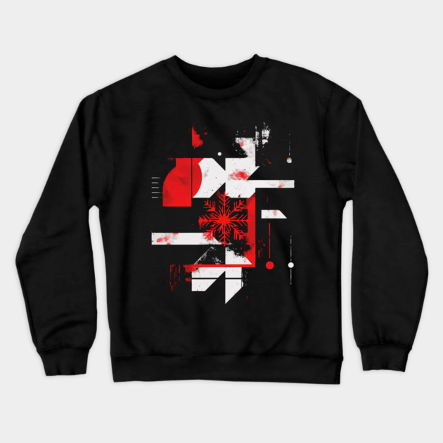 Winter Grunge - Abstract Geometric Snowflake Crewneck Sweatshirt by TuncGK