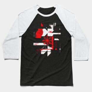 Winter Grunge - Abstract Geometric Snowflake Baseball T-Shirt