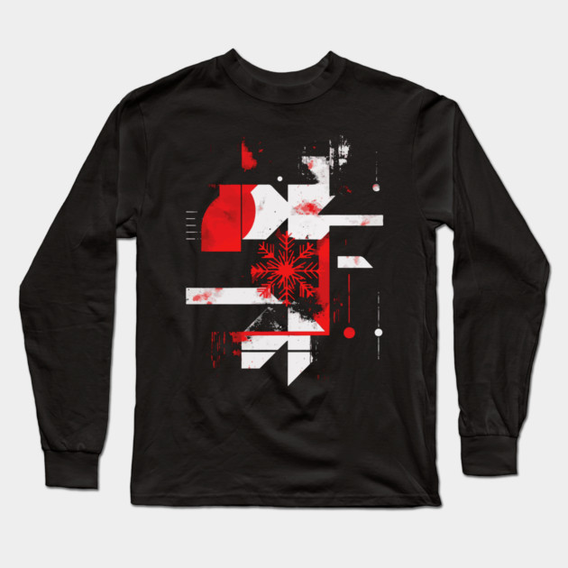 Winter Grunge - Abstract Geometric Snowflake Long Sleeve T-Shirt by TuncGK