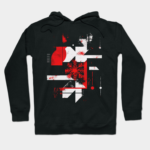 Winter Grunge - Abstract Geometric Snowflake Hoodie by TuncGK