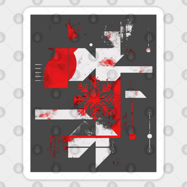 Winter Grunge - Abstract Geometric Snowflake Sticker by TuncGK