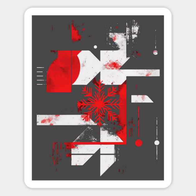 Winter Grunge - Abstract Geometric Snowflake Magnet by TuncGK