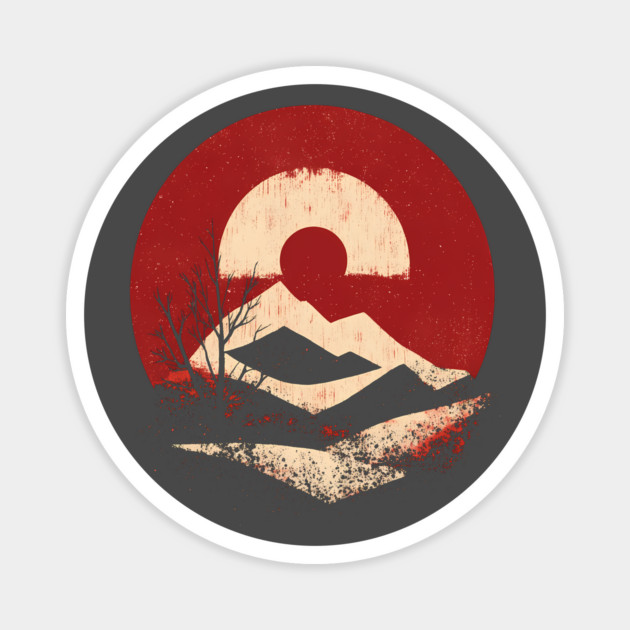 Cold Winter Sun - Retro Rustic Design Magnet by TuncGK