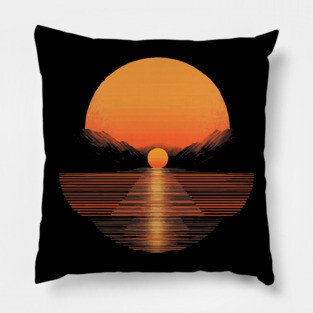 Winter Sunset - Retro Orange Pillow