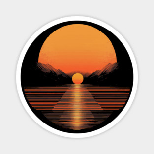 Winter Sunset - Retro Orange Magnet