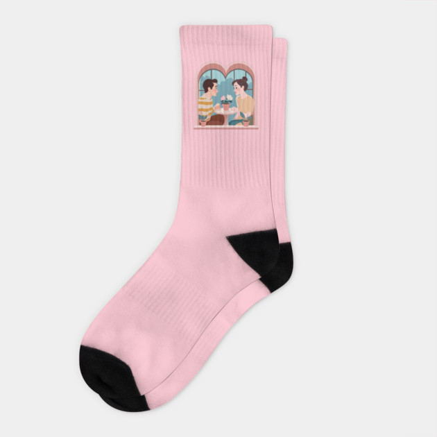 Whimsical Heart Window Illustration Socks by Urbanprint