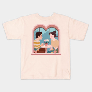 Whimsical Heart Window Illustration Kids T-Shirt