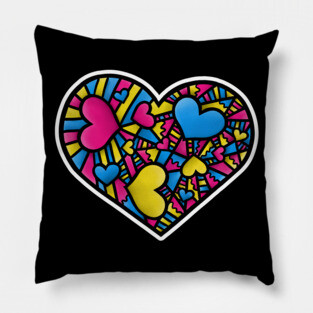 Pansexual Pride Abstract Hearts for Pan Pride Pillow
