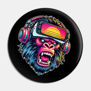 Funny Gorilla VR Playing Tag Boys Adult Gorilla VR Gamer Pin