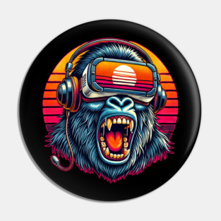Funny Gorilla VR Playing Tag Boys Adult Gorilla VR Gamer Pin