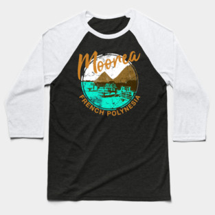 Moorea Over Water Bungalow French Polynesia Travel Baseball T-Shirt