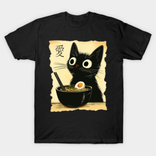 Cat Kawaii Eating Ramen Japanese Vintage T-Shirt