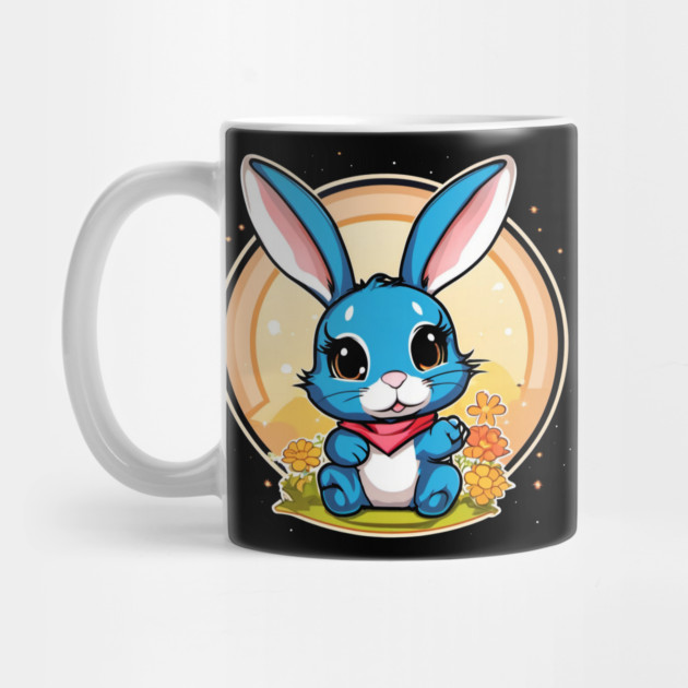 Blue rabbit with Flowers by Urbanprint