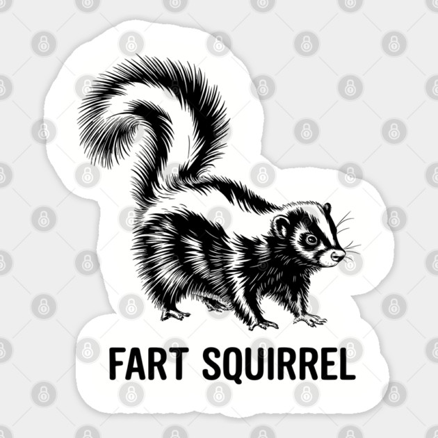 Fart Squirrel Skunk Animal Pun Design Sticker by Anticorporati