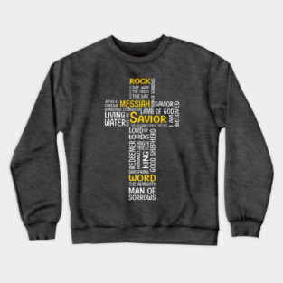 Names and Tiles of Jesus Cross Crewneck Sweatshirt