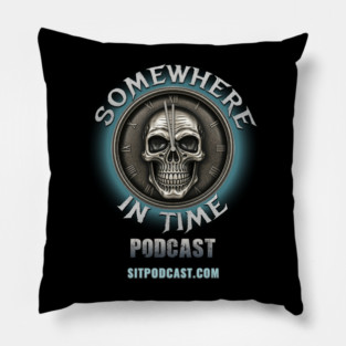 Somewhere in Time Podcast Skull Clock Pillow