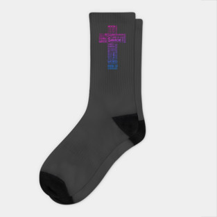 Colorful Cross with Names of Jesus Christ Socks