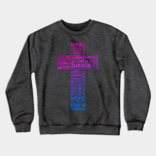 Colorful Cross with Names of Jesus Christ Crewneck Sweatshirt