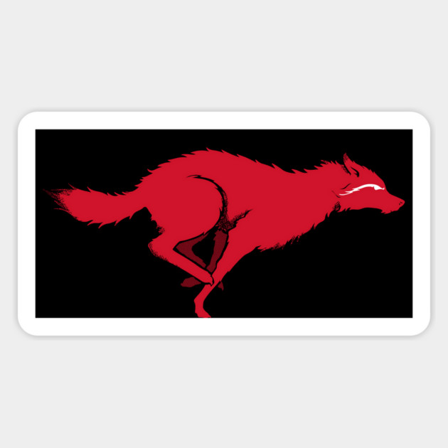 Red Running Wolf Sticker by rt-shirts