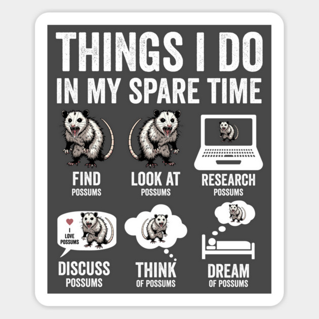 Things I Do In My Spare Time Possum Opossum Lovers Magnet by Luxinda